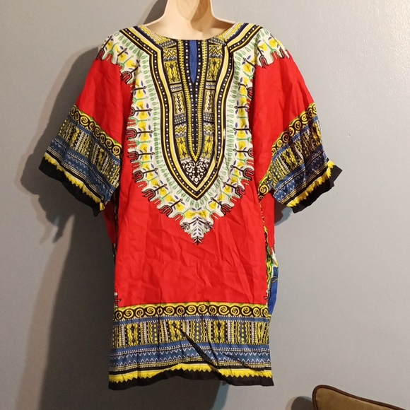 Krishma overseas women's red dashiki blouse in a one size plus - Picture 15 of 17